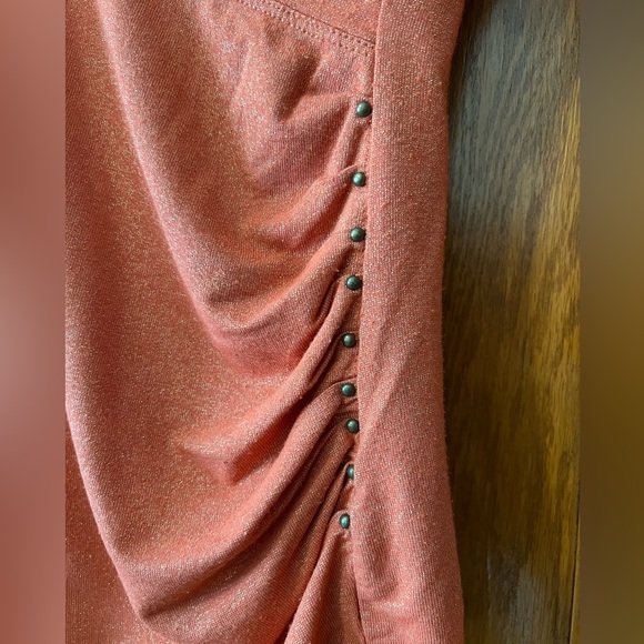 Cache Metallic Copper 3/4 Sleeve Wrap Side Ruche Top Size XS - Picture 4 of 6